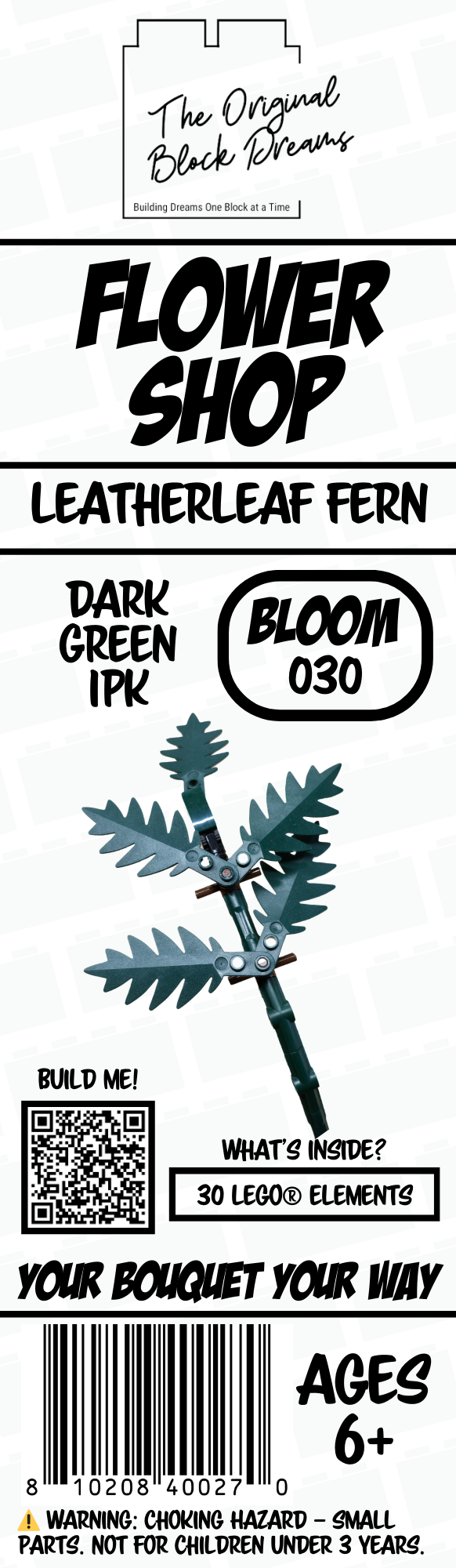 Leatherleaf Fern – Dark Green – 1pk – Bloom 030