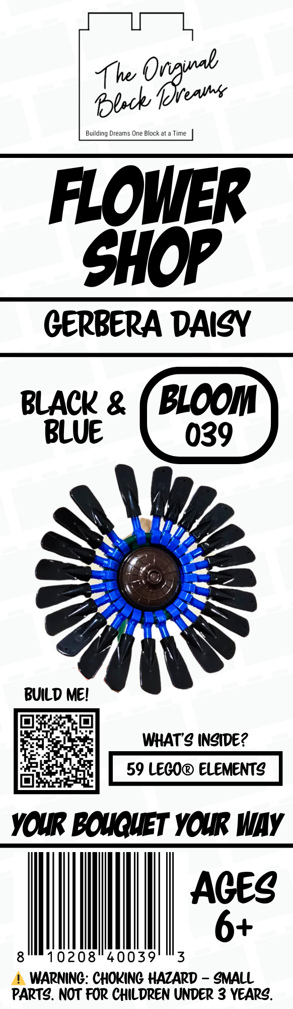 Gerbera Daisy Black & Blue – 1pk – Bloom 039