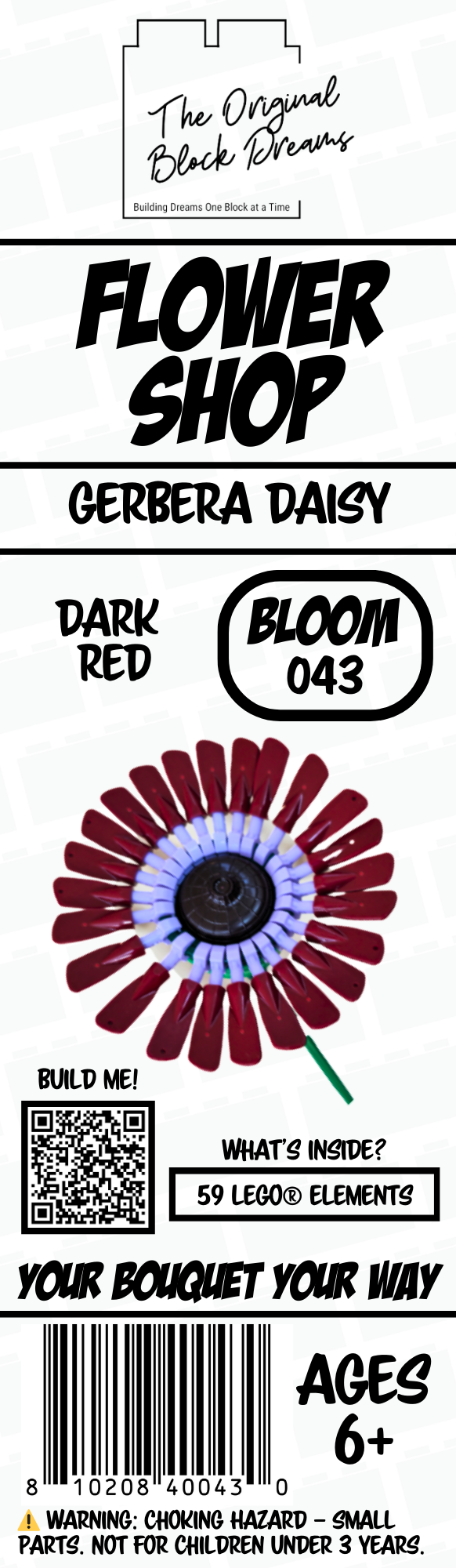 Gerbera Daisy Dark Red – 1pk – Bloom 043