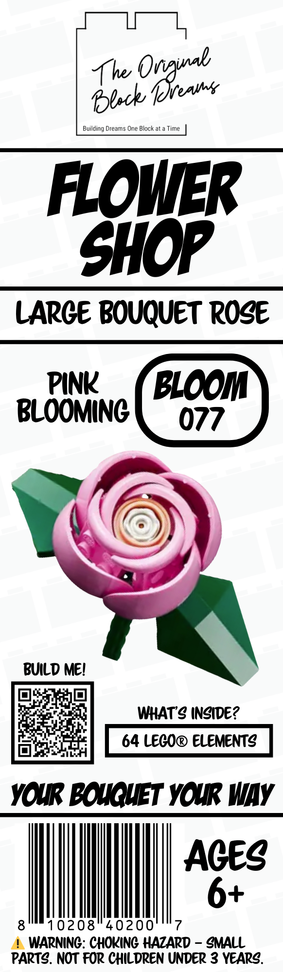 Pink Large Bouquet Rose Block Bloom – Blooming – Bloom 077