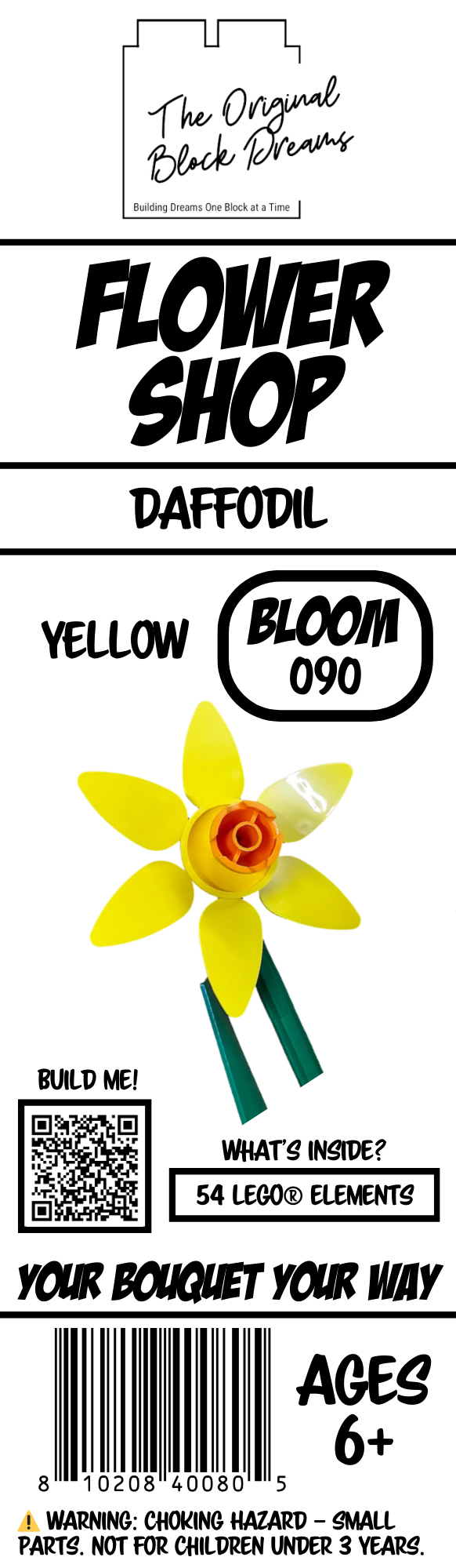 Yellow Daffodil Block Bloom – Bloom 090