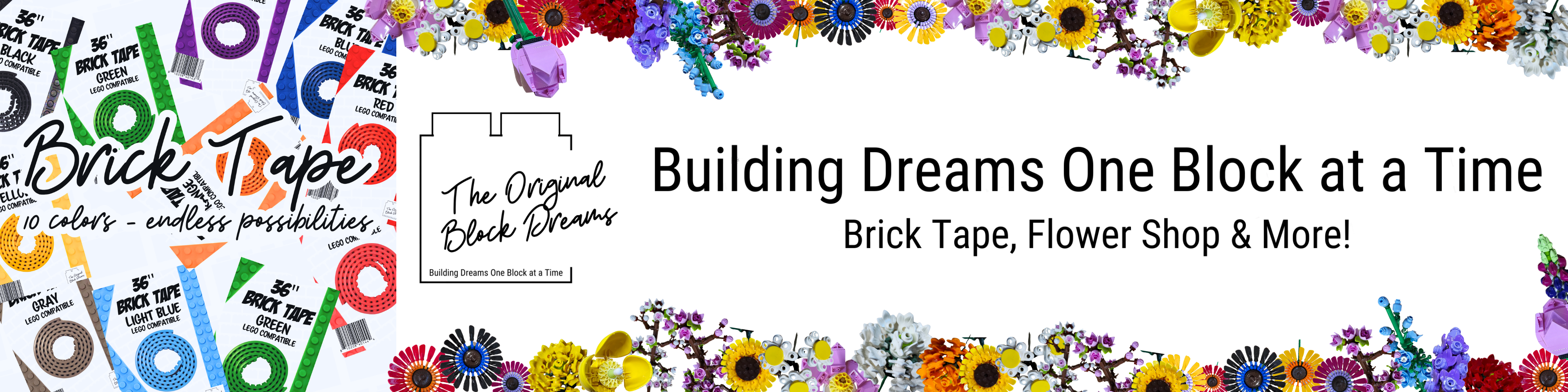 🧱 LEGO® Compatible Brick Tape – 36" Build Anywhere Strips