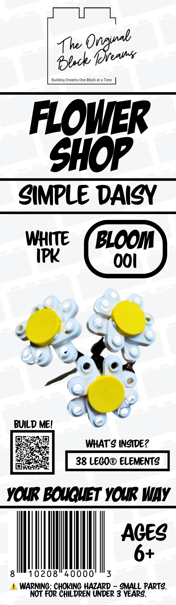Simple Daisy – White – 1pk – Bloom 001