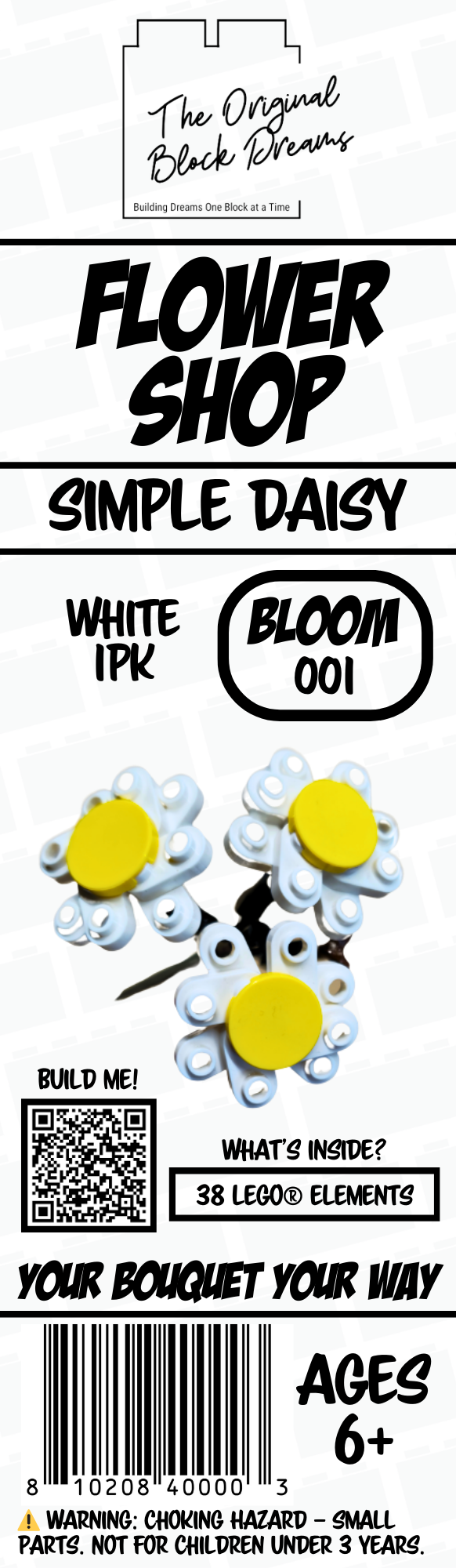 Simple Daisy – White – 1pk – Bloom 001