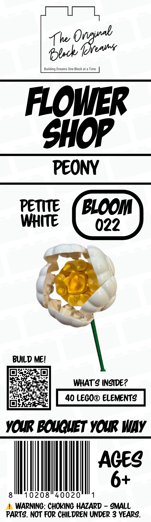Petite White Peony – 1pk – Bloom 022