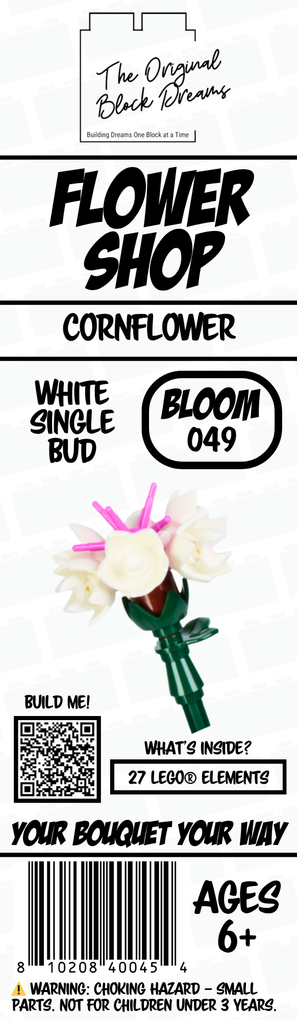 White Cornflower - 1 Bud