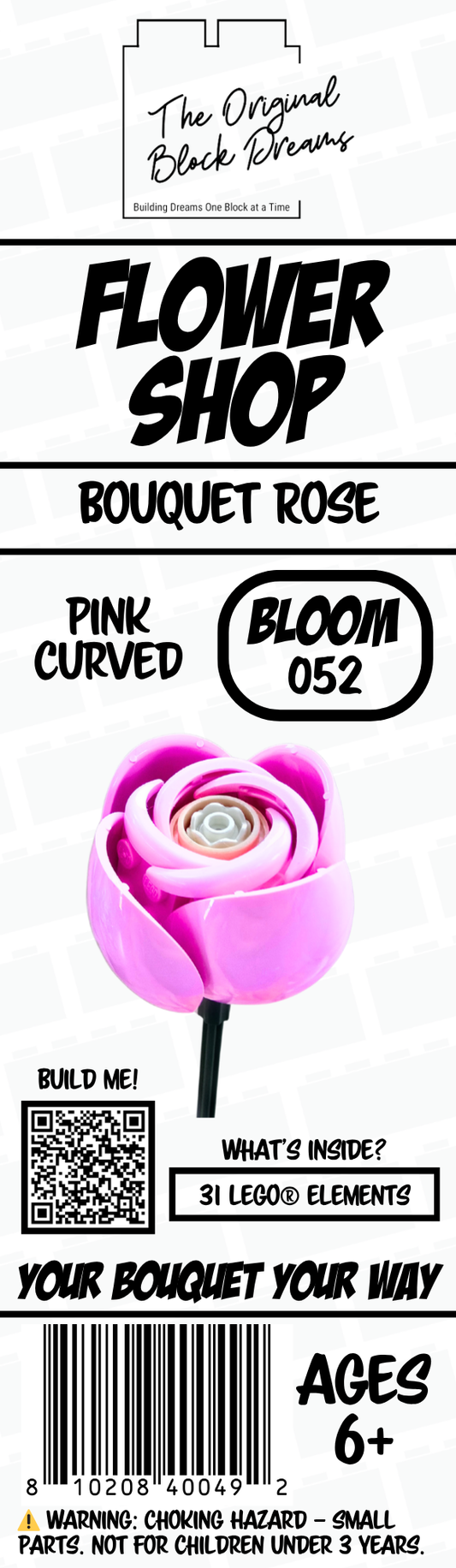 Pink Bouquet Rose - Curved