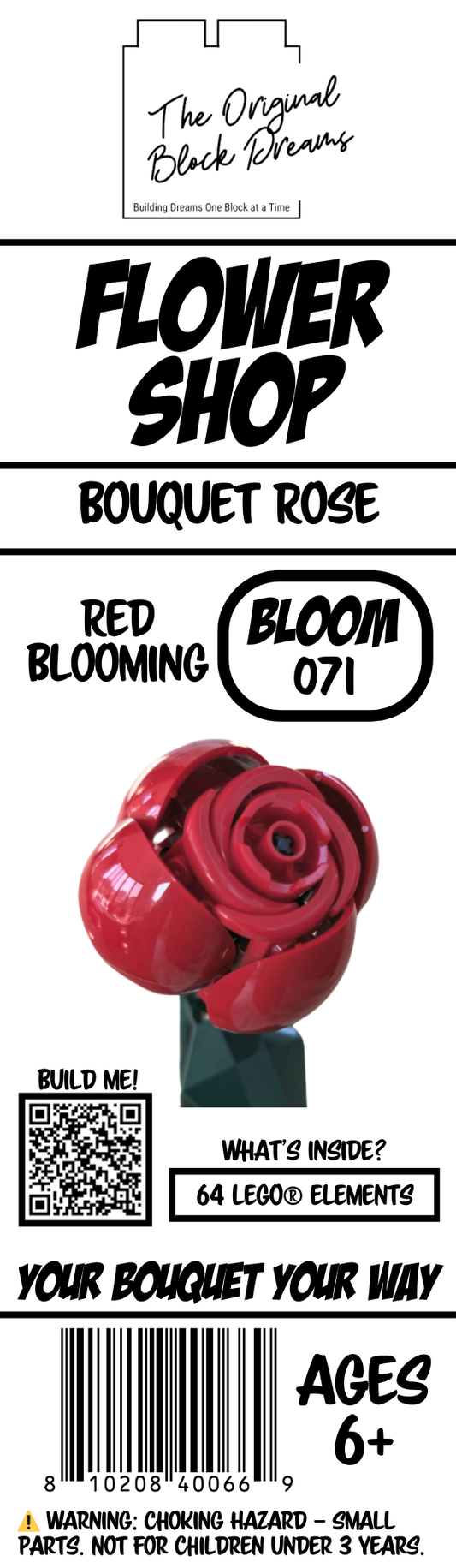 Red Large Bouquet Rose Block Bloom – Blooming – Bloom 071