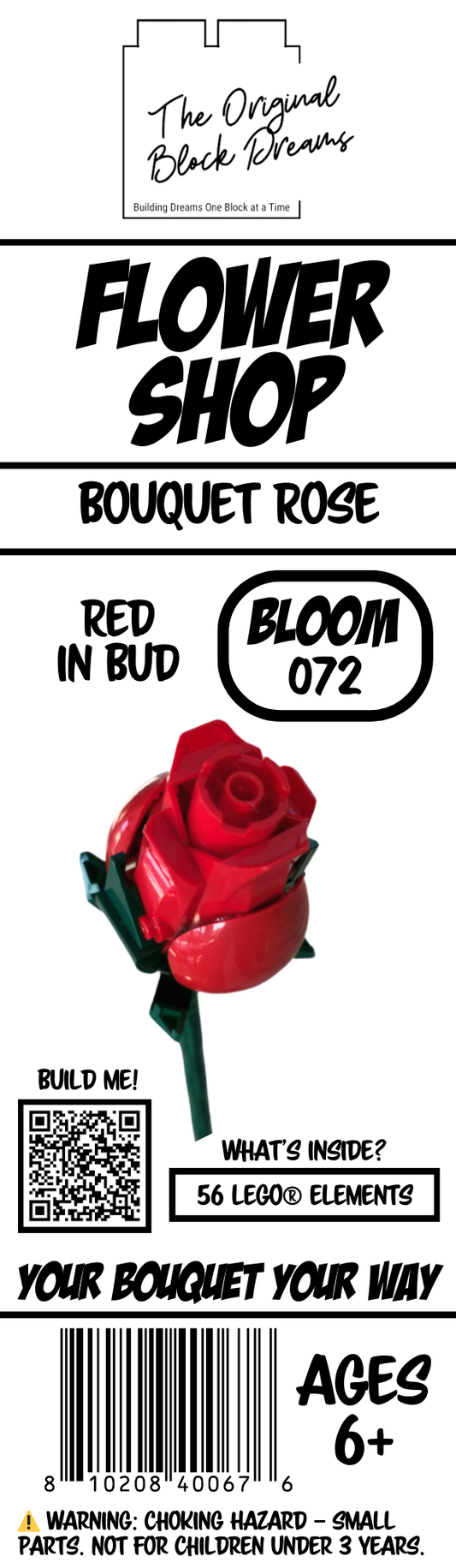 Red Large Bouquet Rose Block Bloom – In Bud – Bloom 072