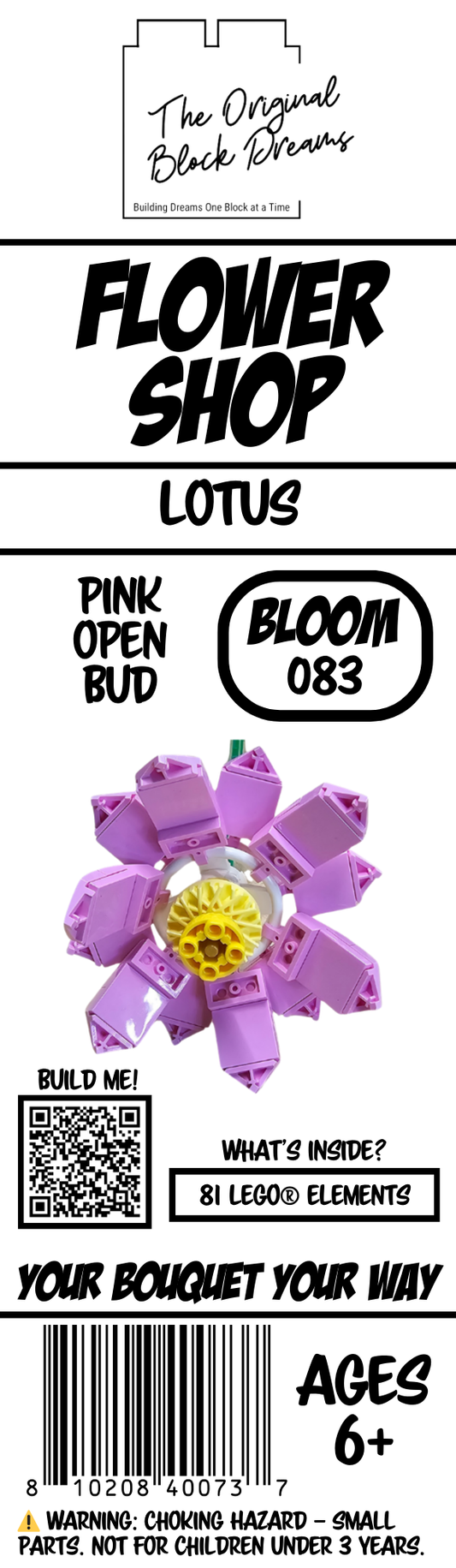 Pink Lotus Open Block Bloom – Bloom 083