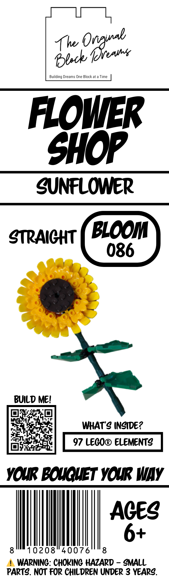 Straight Sunflower Block Bloom – Bloom 086