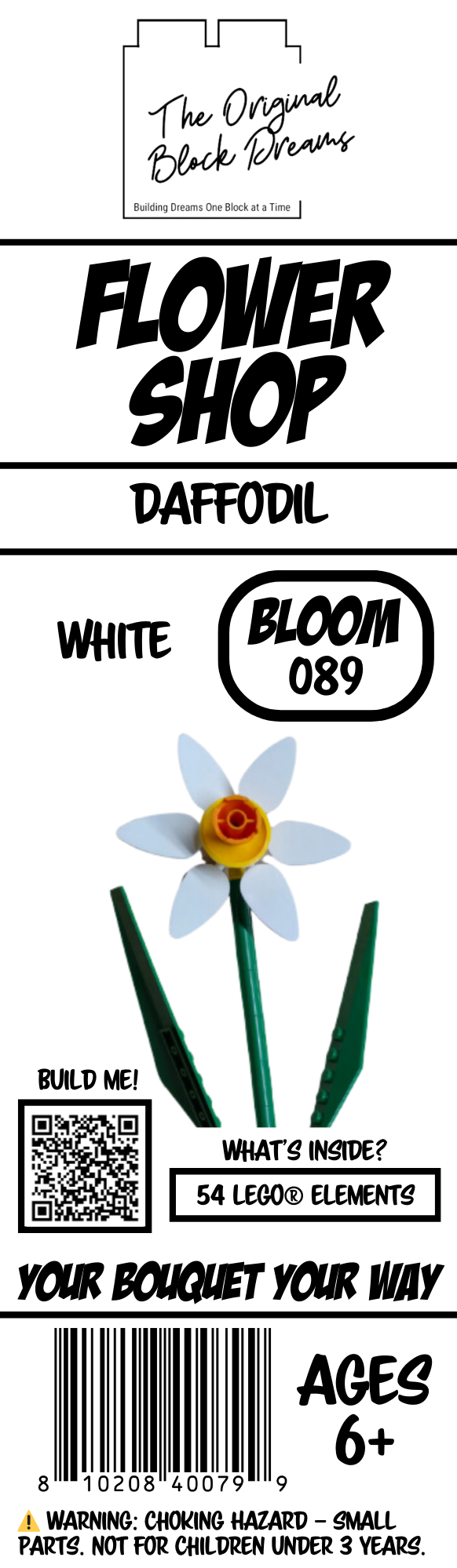 White Daffodil Block Bloom – Bloom 089