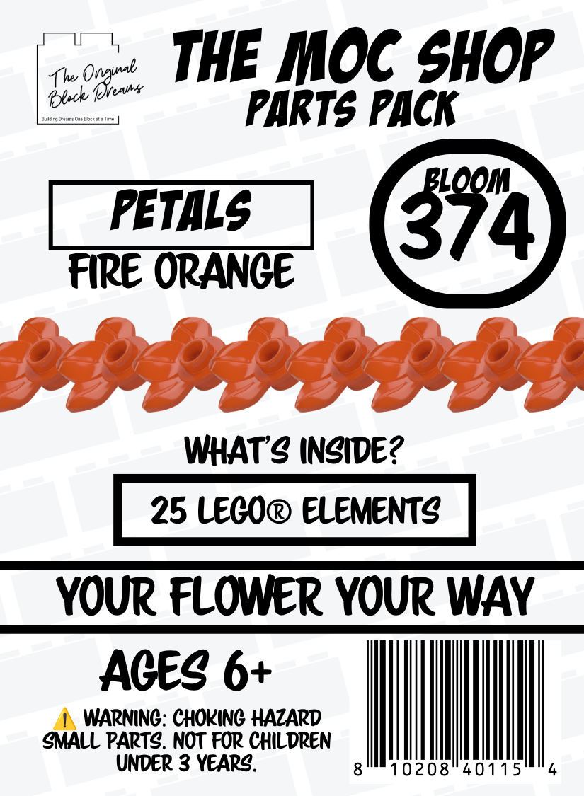 25ct Fire Orange LEGO® 3-Leaf Petal Packs - Bloom 374
