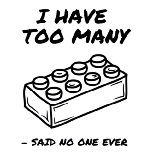 4" LEGO® Inspired Too Many Vinyl Decal – Outdoor Rated