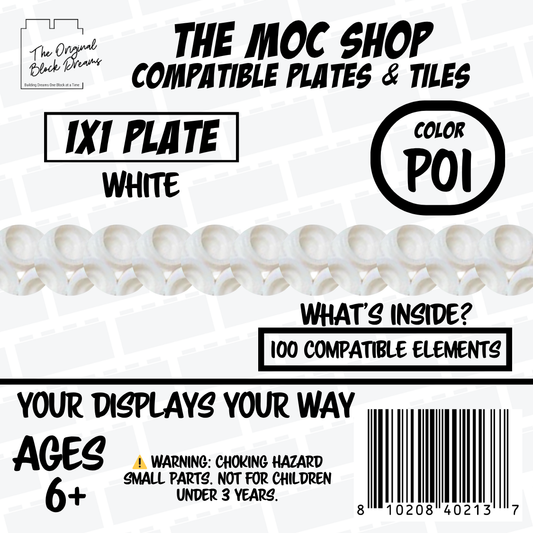 100x White LEGO® Compatible Round Plates - P01
