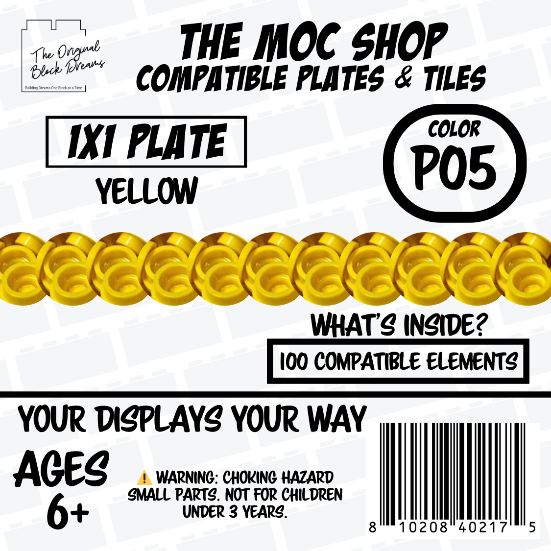 100x Yellow LEGO® Compatible Round Plates - P05