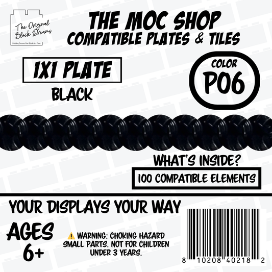100x Black LEGO® Compatible Round Plates - P06