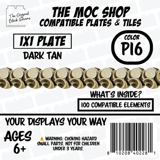 100x Dark Tan LEGO® Compatible Round Plates - P16