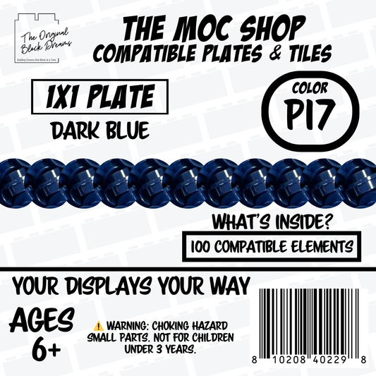 100x Dark Blue LEGO® Compatible Round Plates - P17