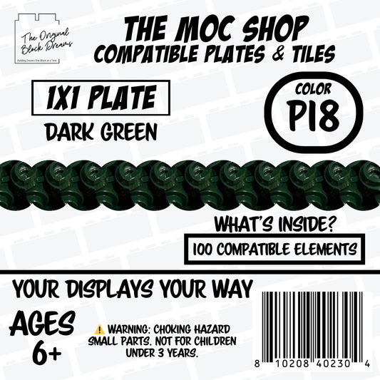 100x Dark Green LEGO® Compatible Round Plates - P18