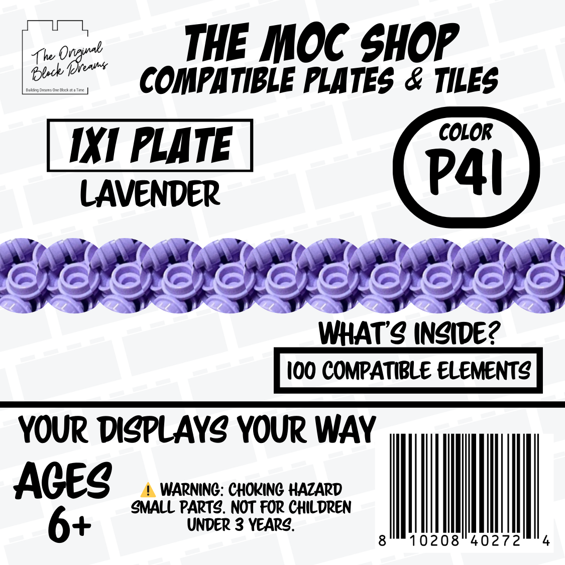 100x Lavender LEGO® Compatible Round Plates - P41