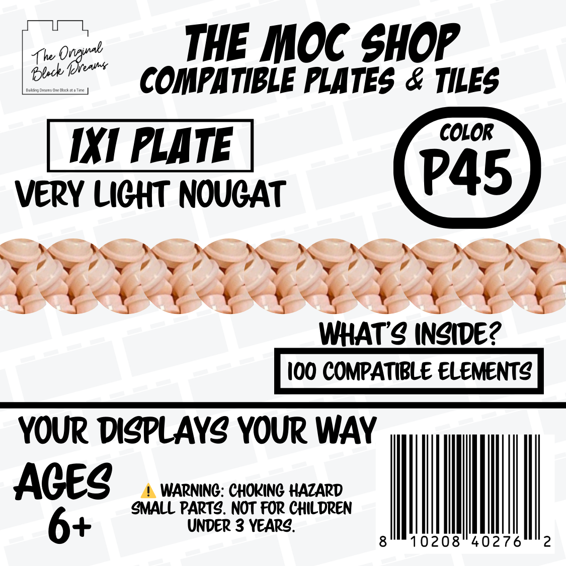 100x Very Light Nougat LEGO® Compatible Round Plates - P45