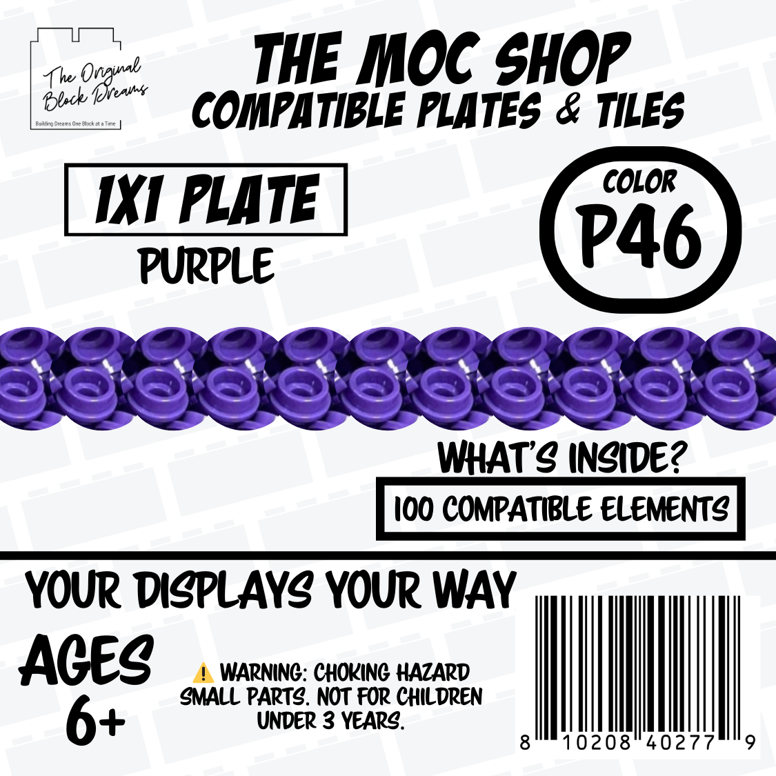 100x Purple LEGO® Compatible Round Plates - P46