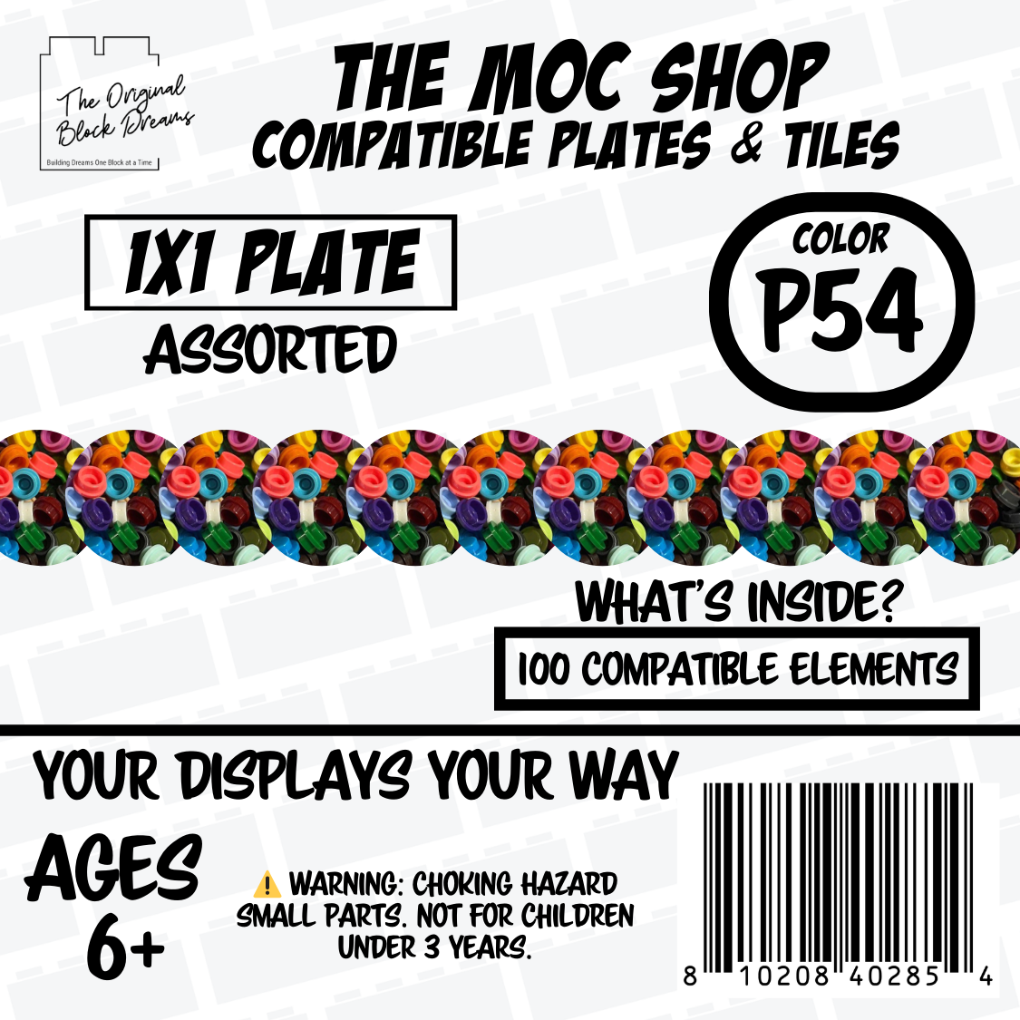 100x Assorted LEGO® Compatible Round Plates - P54