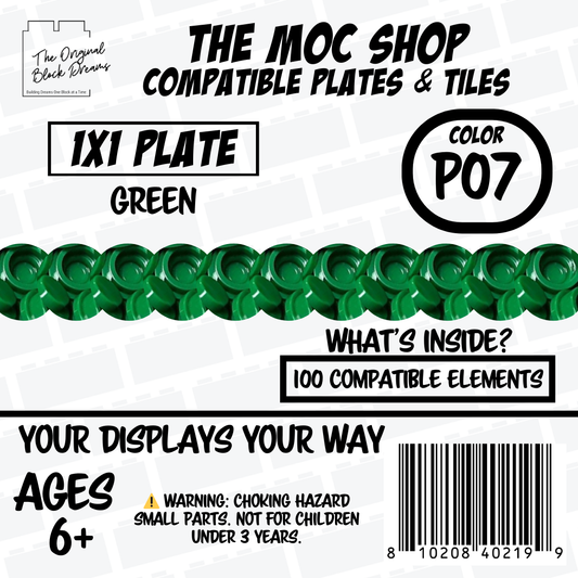 100x Green LEGO® Compatible Round Plates - P07