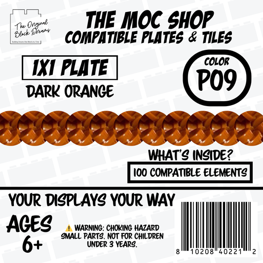 100x Dark Orange LEGO® Compatible Round Plates - P09